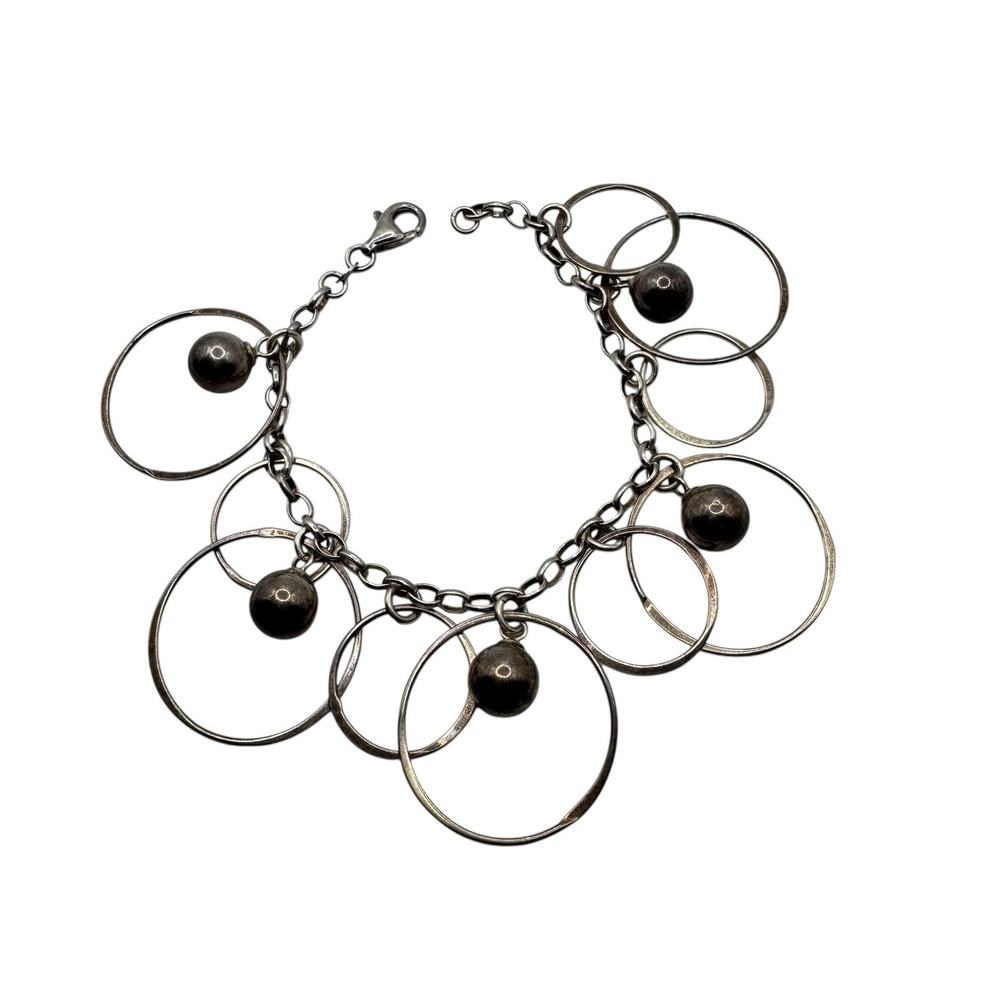 Italian Sterling Bracelet 7.25" Balls Circles 925 Silver Vintage Southwestern